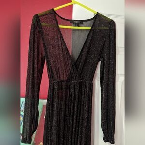 Glittery Black Mesh Maxi Dress